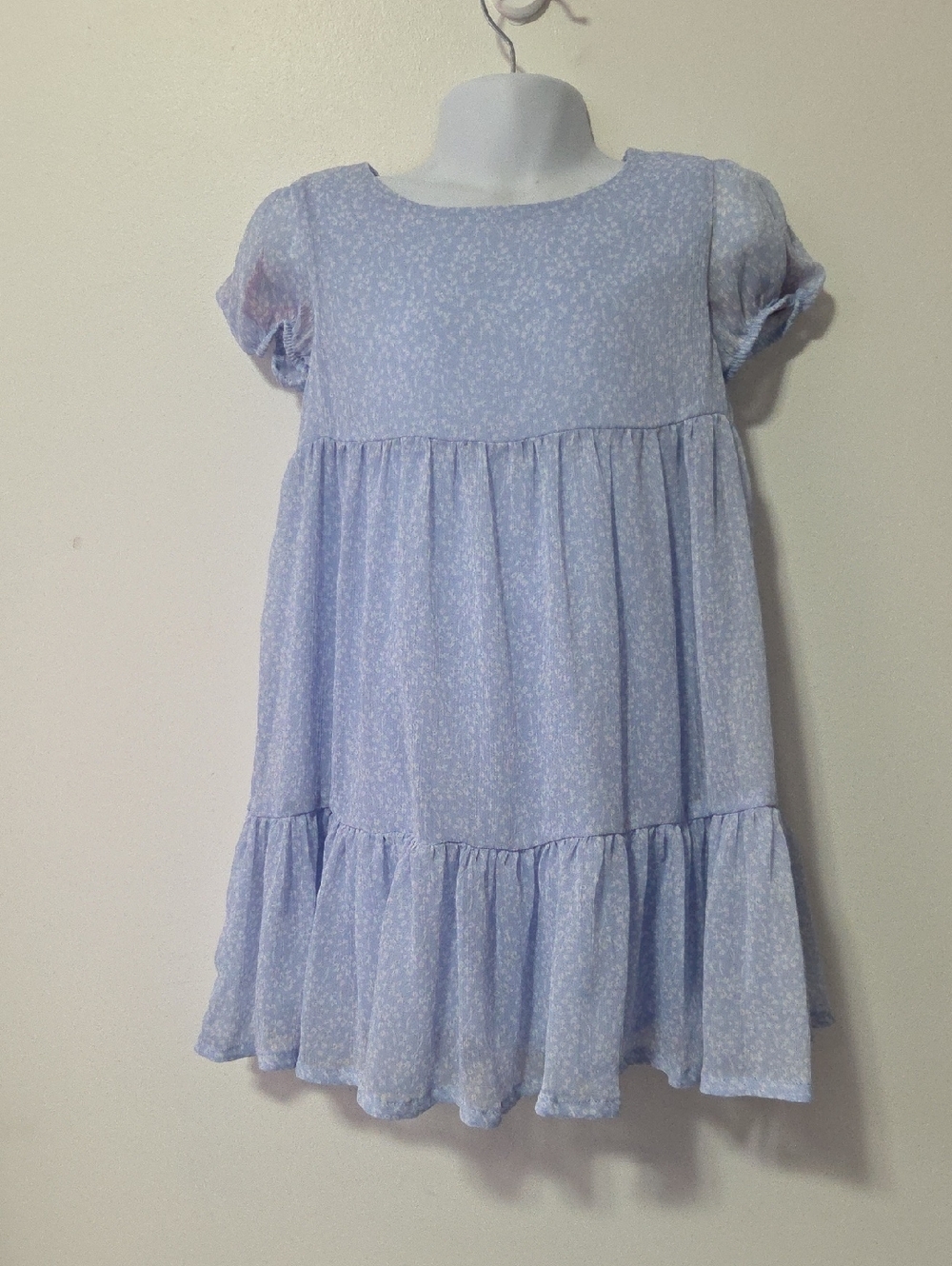 Carters Girls' Light Blue Floral Tiered Dress